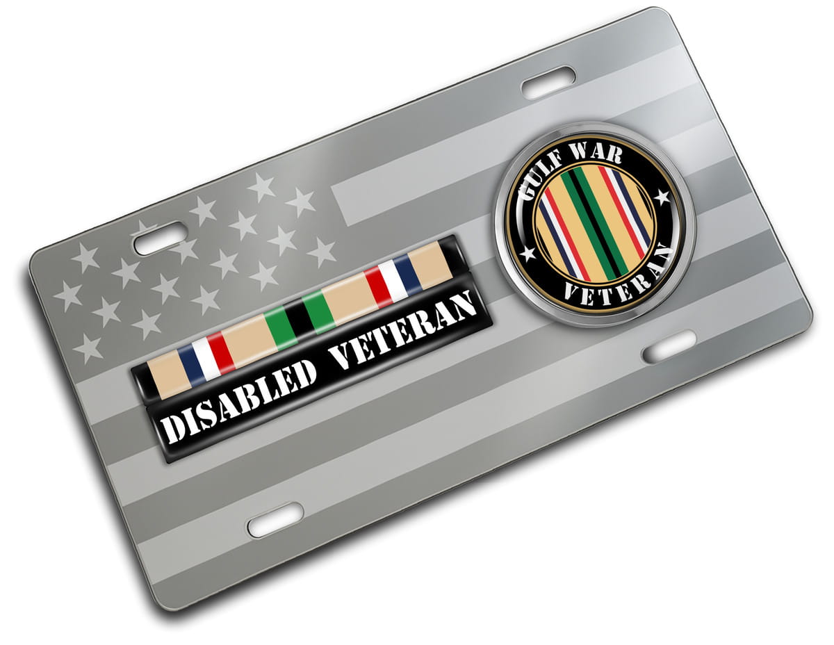 Gulf Disabled Veteran - Stainless Steel Car License Plate